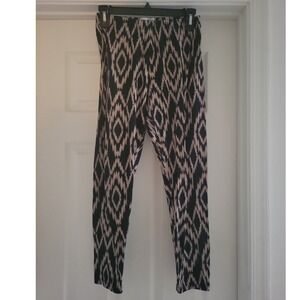 In Love With Derek Women Ikat Diamond Print Leggings Black Tan Stretch Large